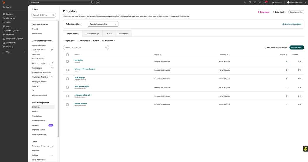 Custom contact properties